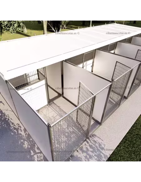 Bateria 5 perreras con zona dia y noche 10x4 metros | CiberMascotas