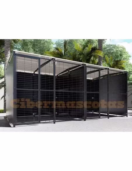 Perrera para perro 4 x 2 metros partida por el centro y paneles opacos