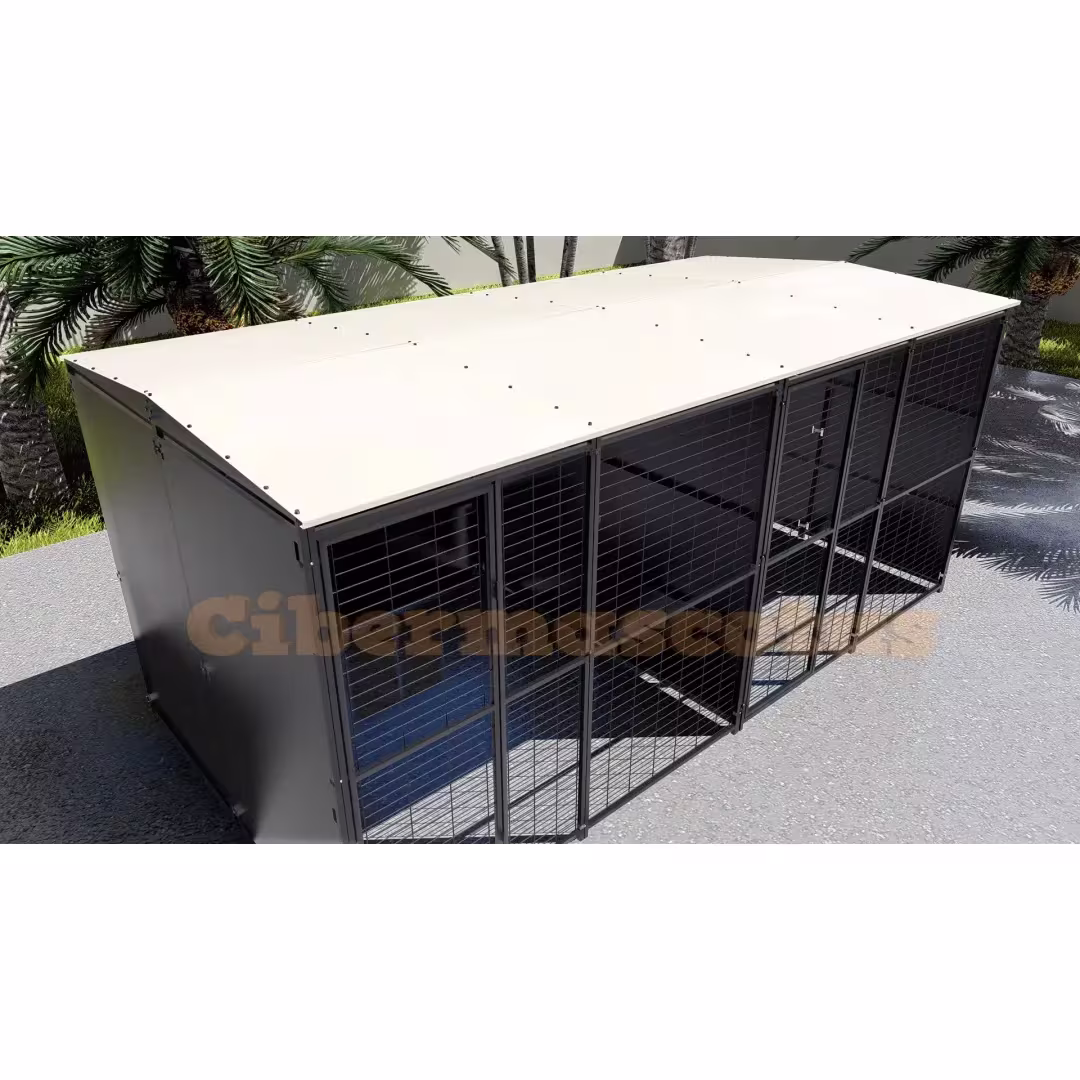 Perrera para perro 4 x 2 metros partida por el centro y paneles opacos