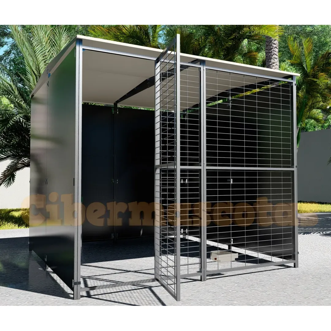 perrera 2x2 con paneles con fondo y lateral panel opaco