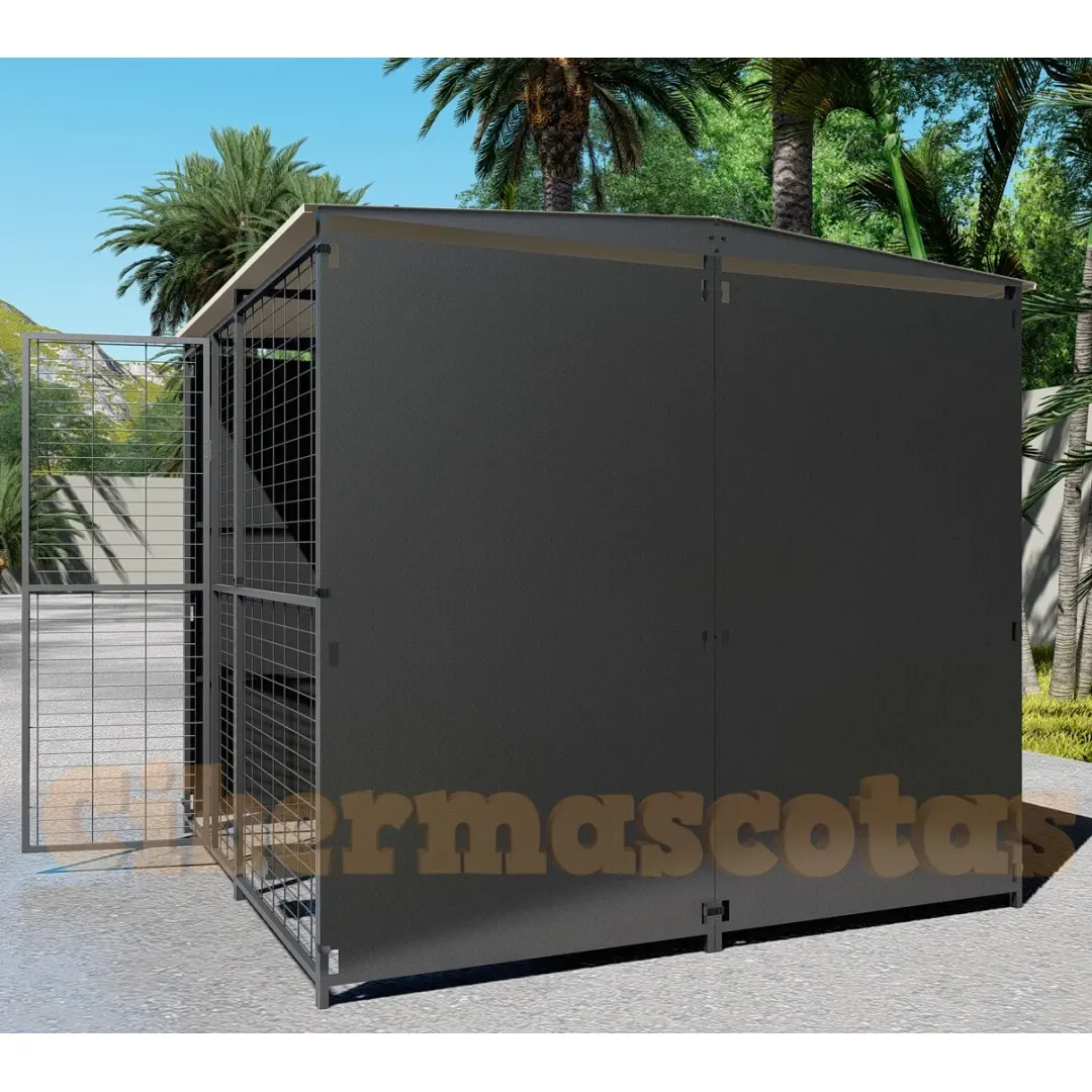 perrera 2x2 con paneles con fondo y lateral panel opaco