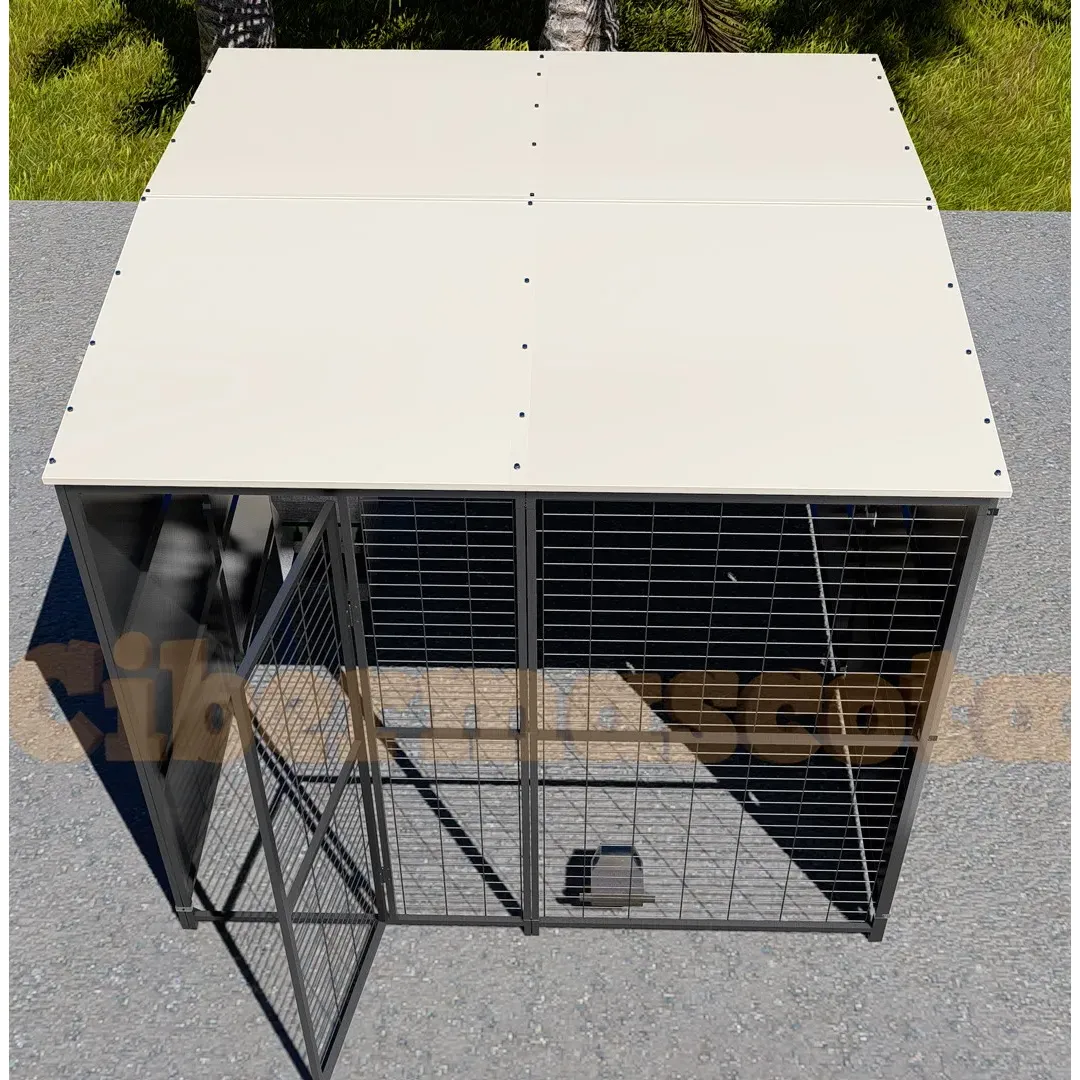 perrera 2x2 con paneles con fondo y lateral panel opaco