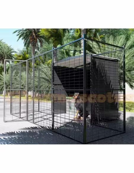 Perrera para perros 2 M2 con parque frontal 4 m2 Perrera para perros 2 M2 con parque frontal 4 m2