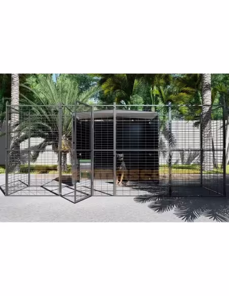 Perrera para perros 2 M2 con parque frontal 4 m2 Perrera para perros 2 M2 con parque frontal 4 m2