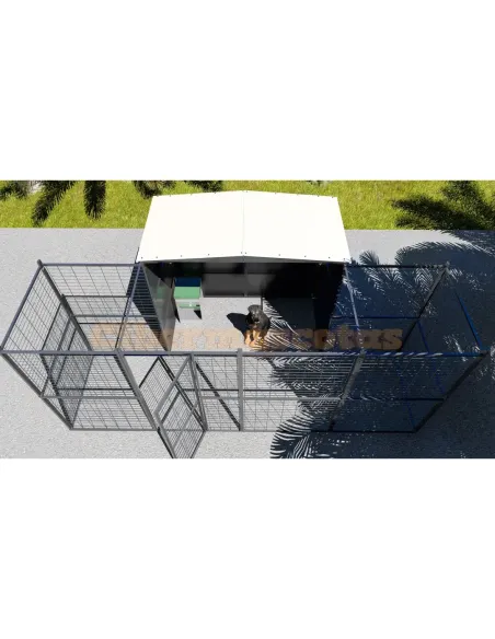 Perrera para perros 2 M2 con parque frontal 4 m2 Perrera para perros 2 M2 con parque frontal 4 m2