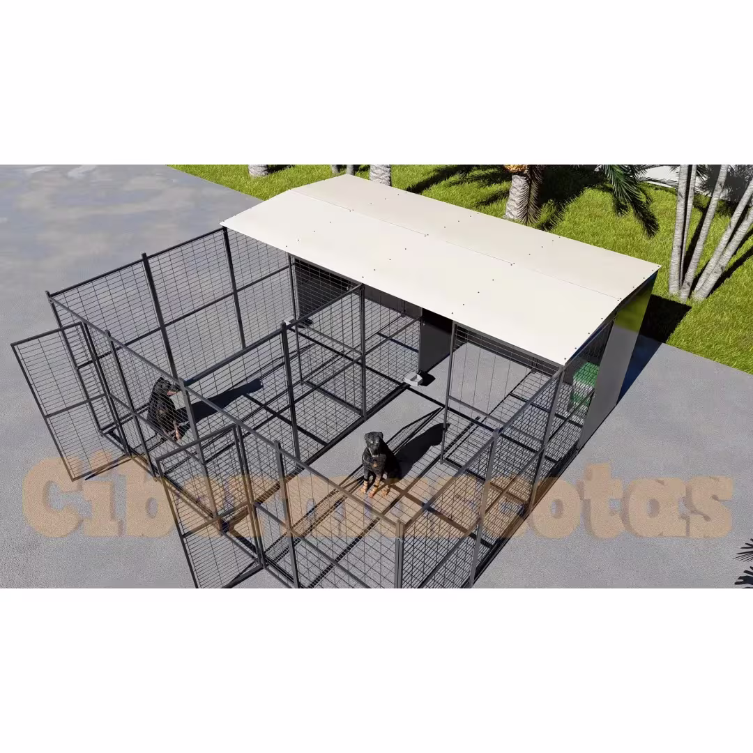 Perrera para perro 4 x 2 metros con separacion y parque