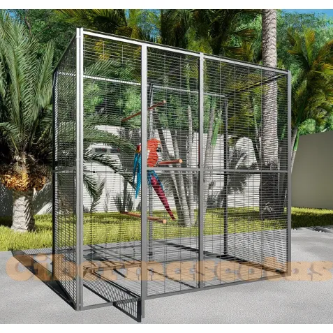 Voladero de jardin  para Loros 2x 1 metros techo mixto | CiberMascotas