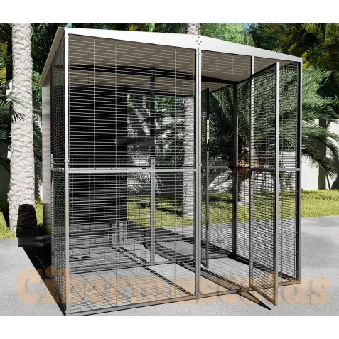 Voladero de jardin  para Loros 2x 1 metros techo mixto | CiberMascotas