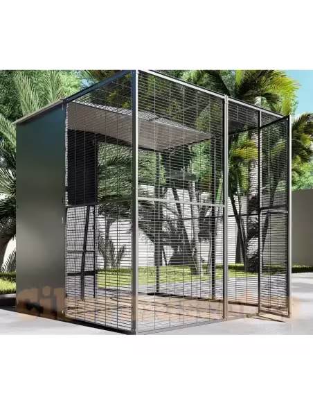 Voladero para loro 2 x 2 metros con techo mixto