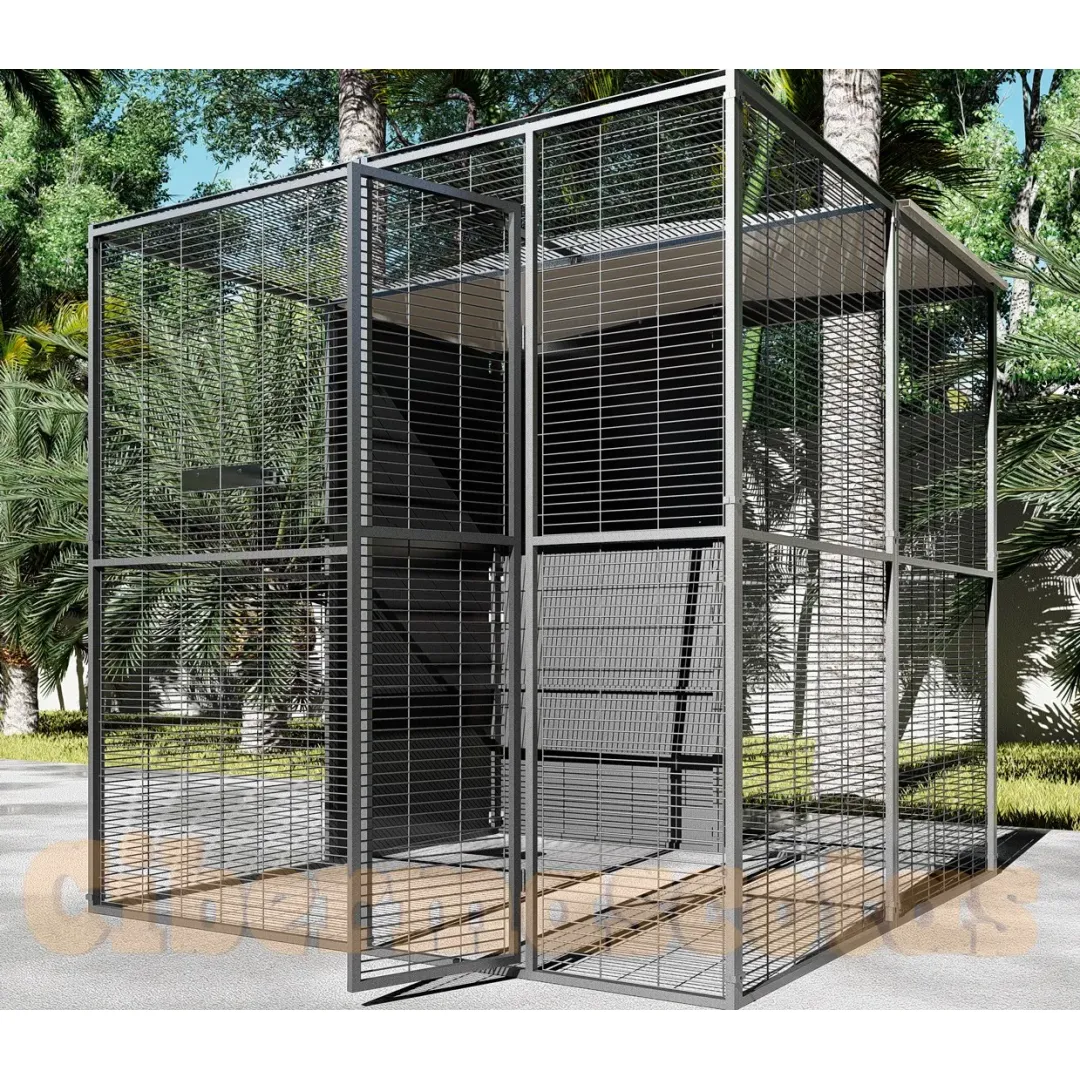 Voladero para loro 2 x 2 metros con techo mixto