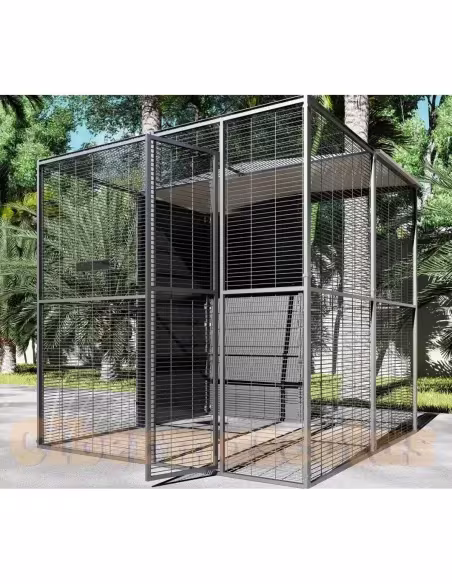 Voladero para loro 2 x 2 metros con techo mixto