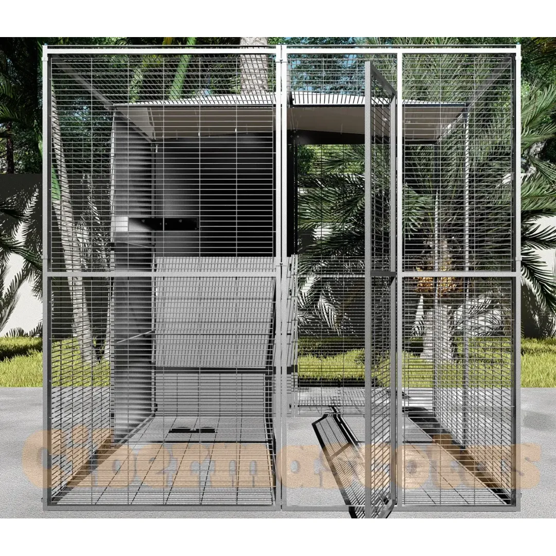 Voladero para loro 2 x 2 metros con techo mixto