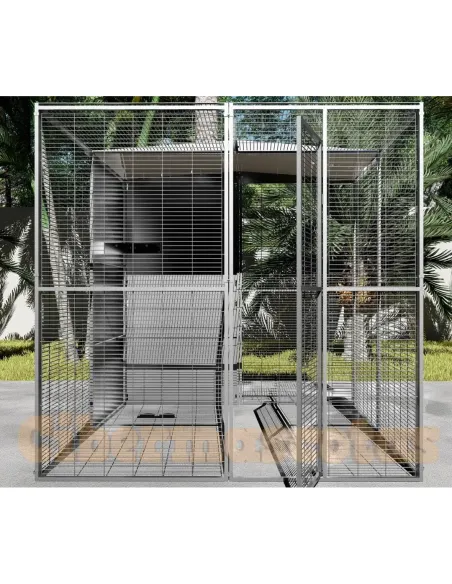 Voladero para loro 2 x 2 metros con techo mixto