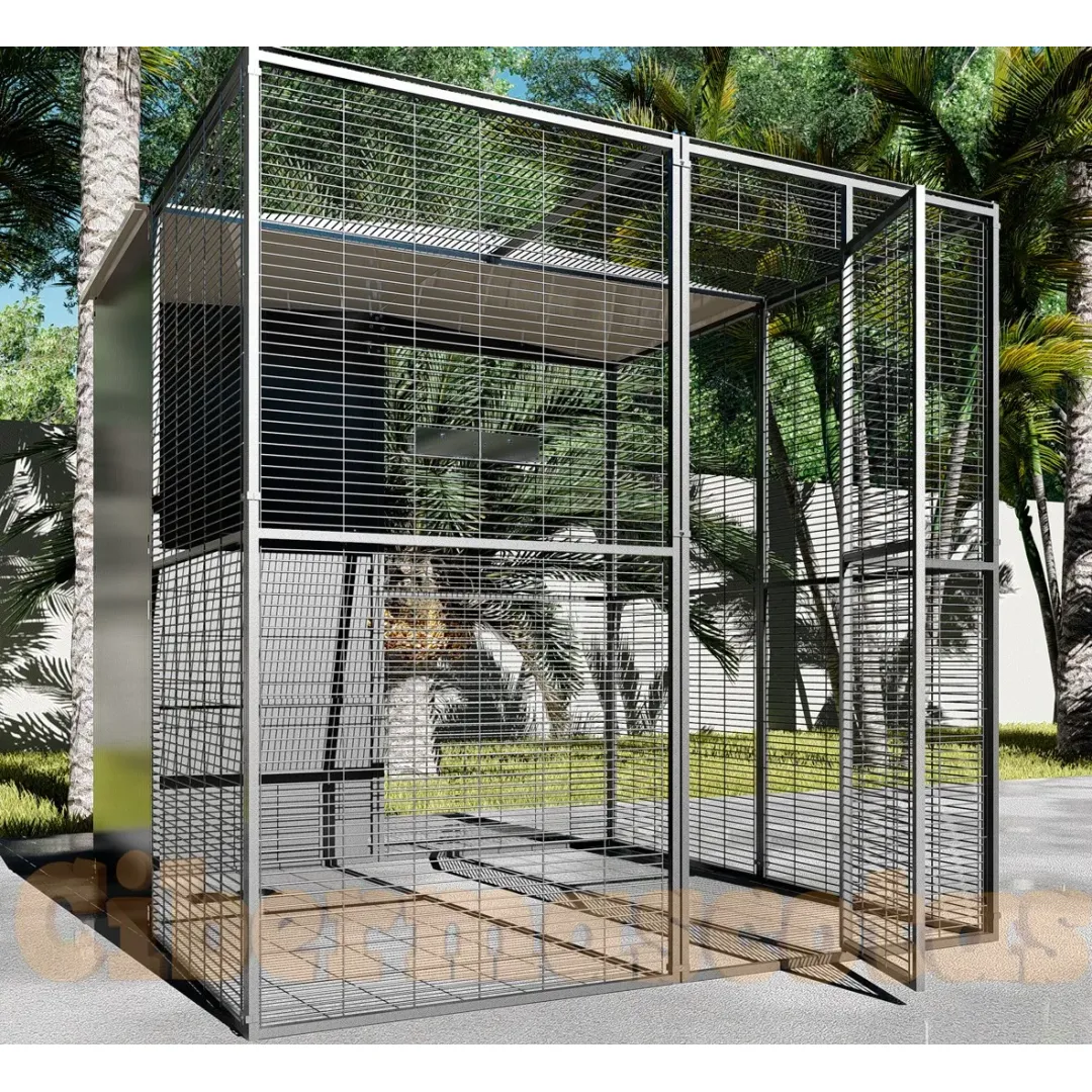 Voladero para loro 2 x 2 metros con techo mixto