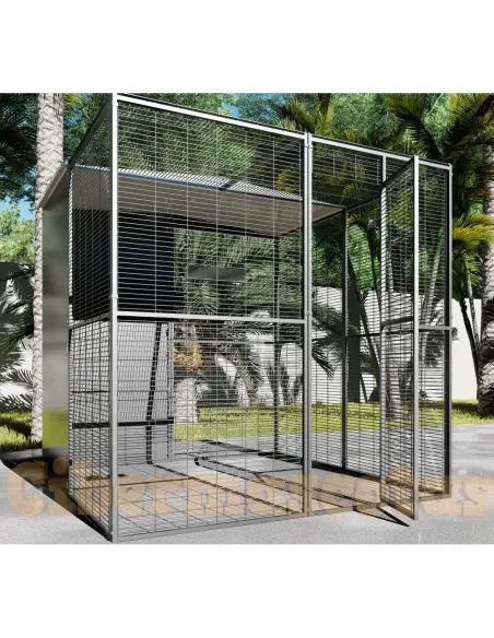 Voladero para loro 2 x 2 metros con techo mixto