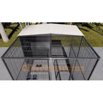 Voladero para loro 2 x 2 metros con techo mixto