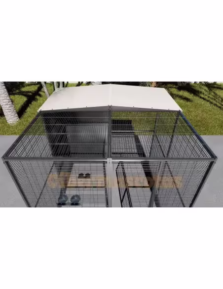 Voladero para loro 2 x 2 metros con techo mixto