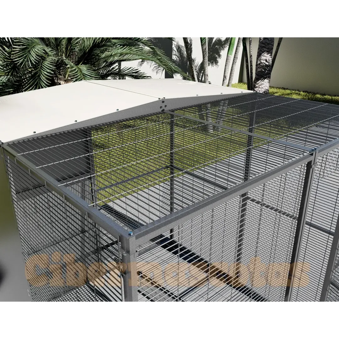 Voladero para loro 2 x 2 metros con techo mixto