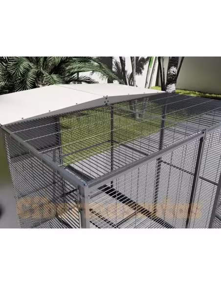 Voladero para loro 2 x 2 metros con techo mixto