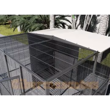 Voladero para loro 2 x 2 metros con techo mixto