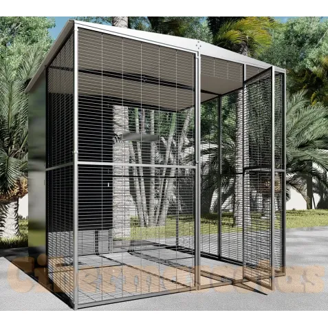 Voladero de jardin  para Loros 2x 1 metros techo mixto | CiberMascotas