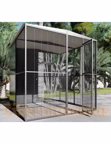 Voladero para loros 2 x2 metros techo a dos aguas