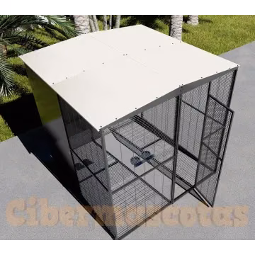 Voladero para loros 2 x2 metros techo a dos aguas