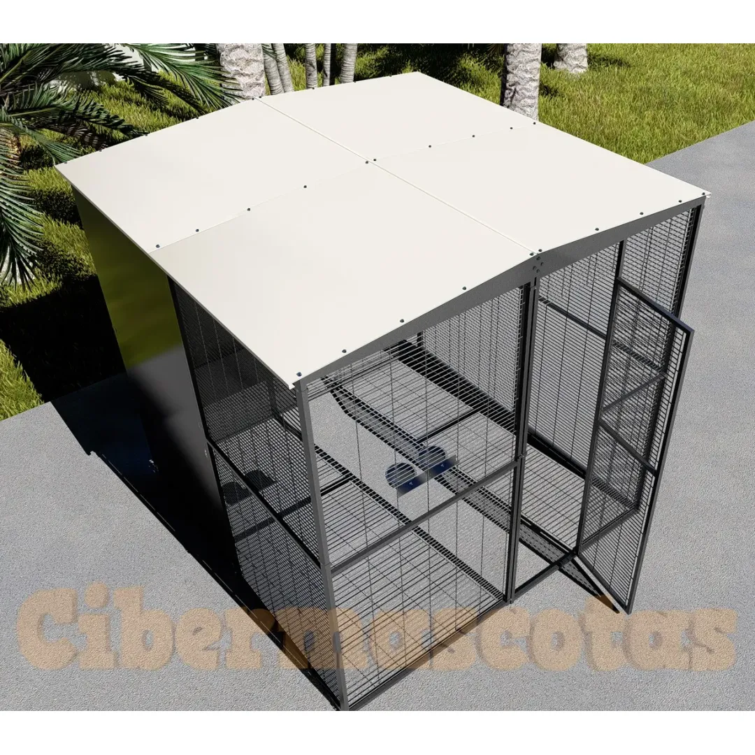 Voladero para loros 2 x2 metros techo a dos aguas
