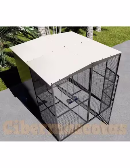 Voladero para loros 2 x2 metros techo a dos aguas