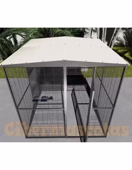 Voladero para loros 2 x2 metros techo a dos aguas