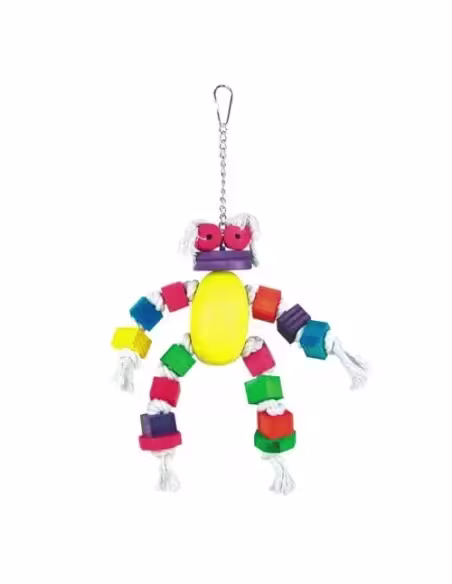 Juguete muñeco de madera para loros