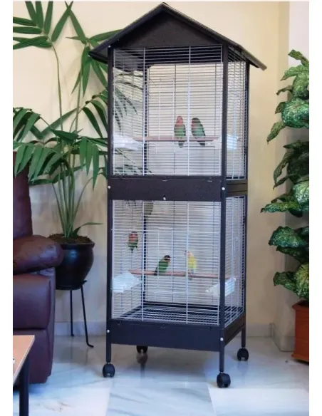 pajarera doble para agapornis y pequeños loritos