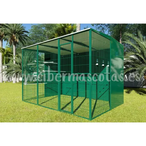 Voladero de jardin 2x1 techo plano | CiberMascotas