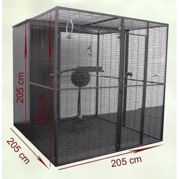 Voladero para loro 2 x 2 metros con techo mixto