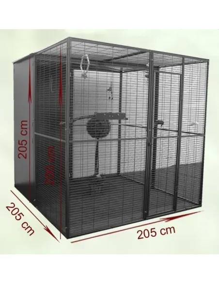 Voladero para loro 2 x 2 metros con techo mixto