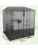 Voladero para loros 2 x2 metros techo a dos aguas