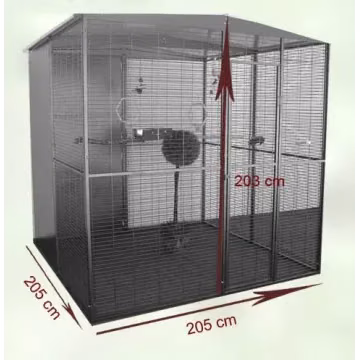 Voladero para loros 2 x2 metros techo a dos aguas
