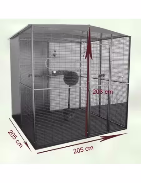 Voladero para loros 2 x2 metros techo a dos aguas